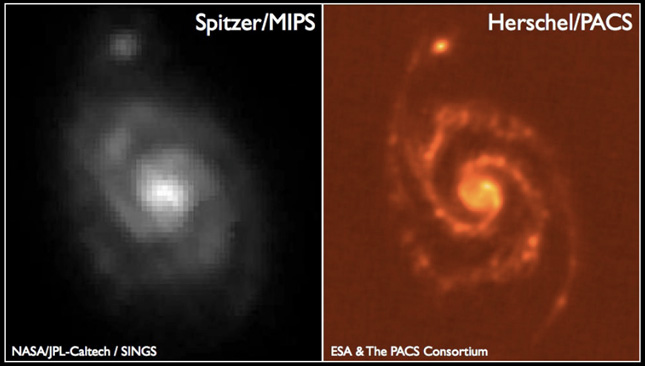 Forrás: NASA/JPL-Caltech/SINGS, ESA, PACS Consortium